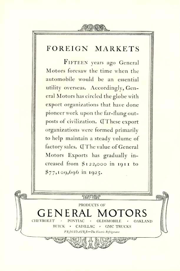 1926 General Motors Auto Advertising